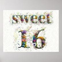 Sweet 16 Happy Birthday Wildflower Text
