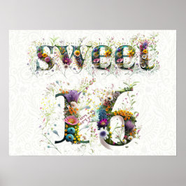Poster Sweet 16 Happy Birthday Wildflower Text
