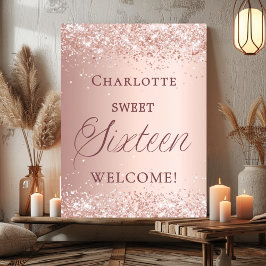 Poster Sweet 16 rose gold welcome