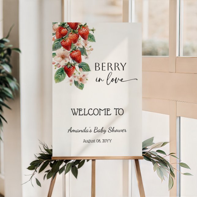 Poster Sweet Berry in Love Strawberry Bridal Shower (Criador carregado)