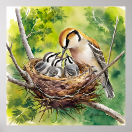 Poster Sweet bird nest painting