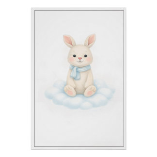 Pôster Sweet Bunny Illustration – Premium Nursery Wall Ar