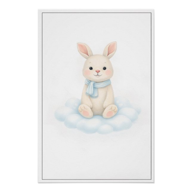 Pôster Sweet Bunny Illustration – Premium Nursery Wall Ar (Frente)