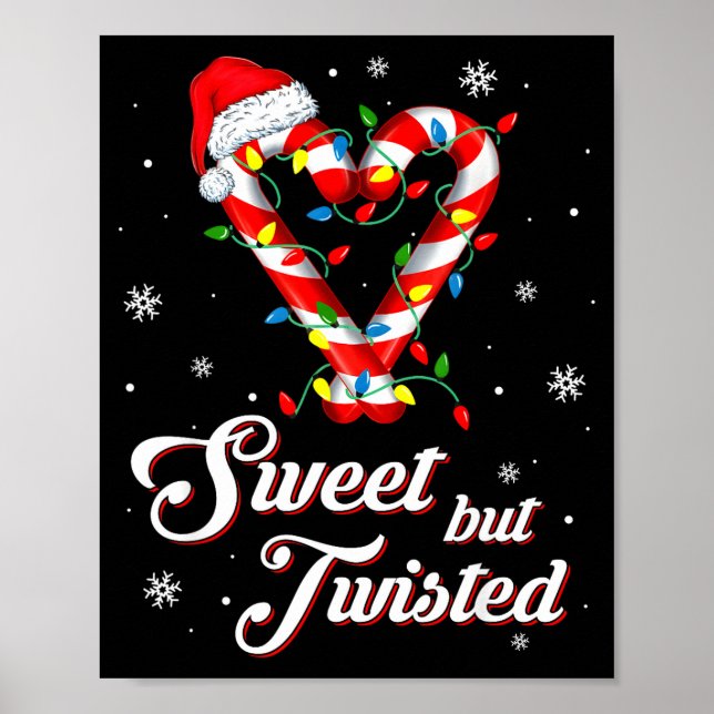 Poster Sweet But Twisted Funny Christmas Candy Cane Xmas  (Frente)