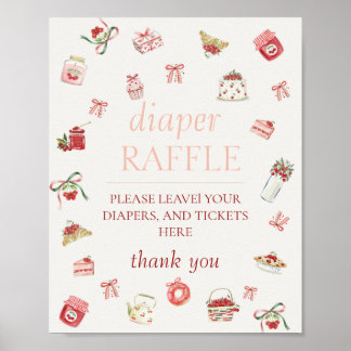 Poster Sweet Cherry Dessert Baby Shower Diaper Raffle
