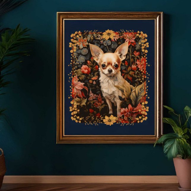 Poster Sweet Chihuahua em um Jardim do Estilo William Mor (Criador carregado)