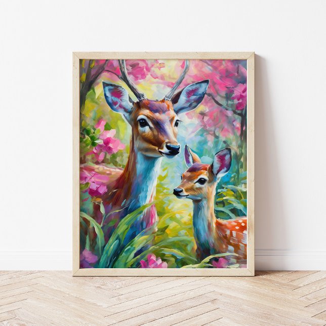 Poster Sweet Deer Colorful Modern Abstrato Art (Criador carregado)