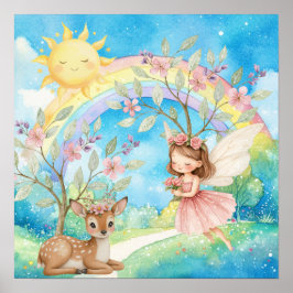 Poster Sweet Dreams Rainbow Fada & Cervo Berçário