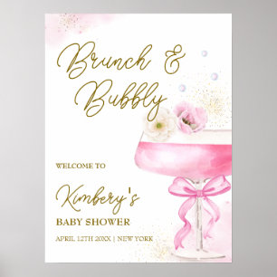Poster Sweet Floral Champagne Brunch Chá de fraldas Bem-v