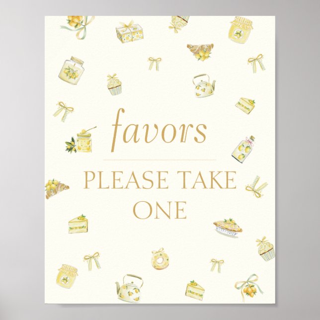 Poster Sweet Little Lemon Baby Shower Favors (Frente)