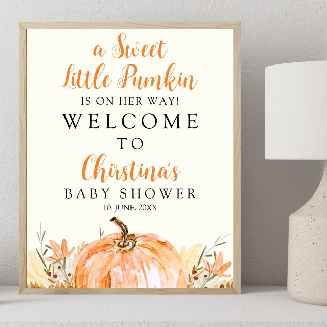 Poster Sweet Little Pumpkin is on her Way, Baby Shower (Criador carregado)