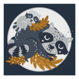 Pôster Sweet Mama Raccoon e Baby Napping