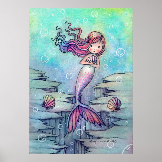 Poster Sweet Mermaid Fantasy Art de Molly Harrison (Frente)