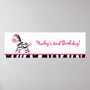 Poster Sweet Pink Zebra Baby Shower Banner Sign