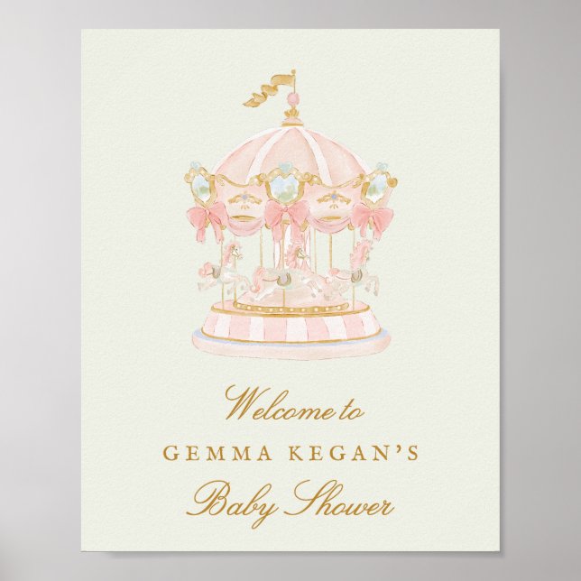 Poster sweet princess green sage baby shower welcome sign (Frente)