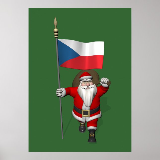 Poster Sweet Santa Claus Com Bandeira Da República Checa (Frente)