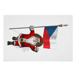 Pôster Sweet Santa Claus Com Bandeira Da República Checa