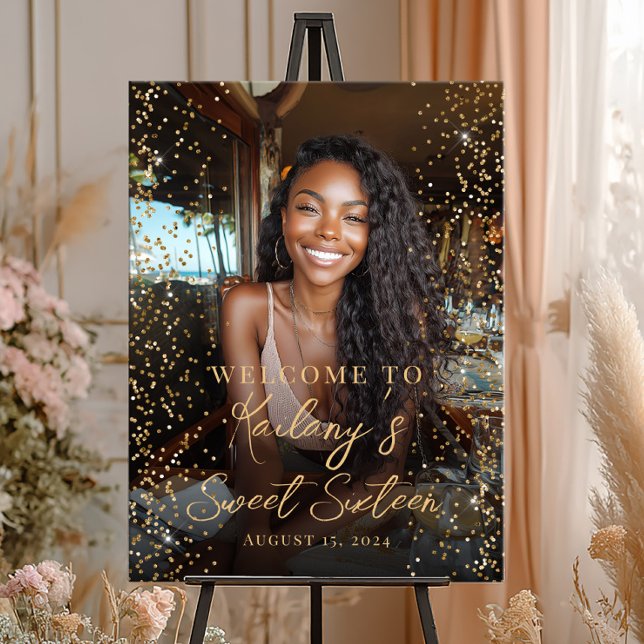 Poster Sweet sixteen birthday photo welcome (Criador carregado)