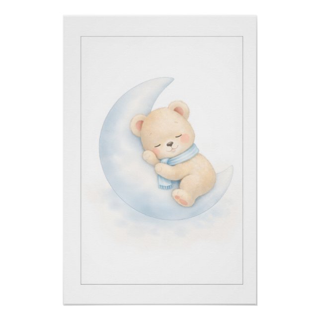 Pôster Sweet Teddy Bear Illustration – Premium Nursery Wa (Frente)
