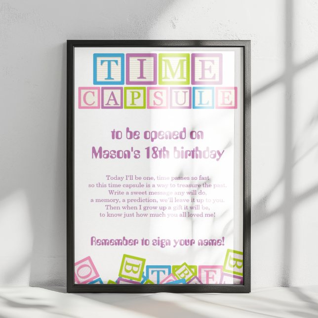 Poster Sweet Time Capsule Blocks First Birthday Keepsake  (Criador carregado)