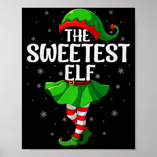 Poster Sweetest Elf Christmas Girls Women Elf Squad Xmas  (Frente)