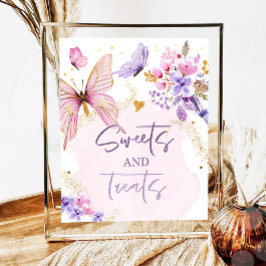 Poster Sweets and Treats Favor Butterfly Floral Garden