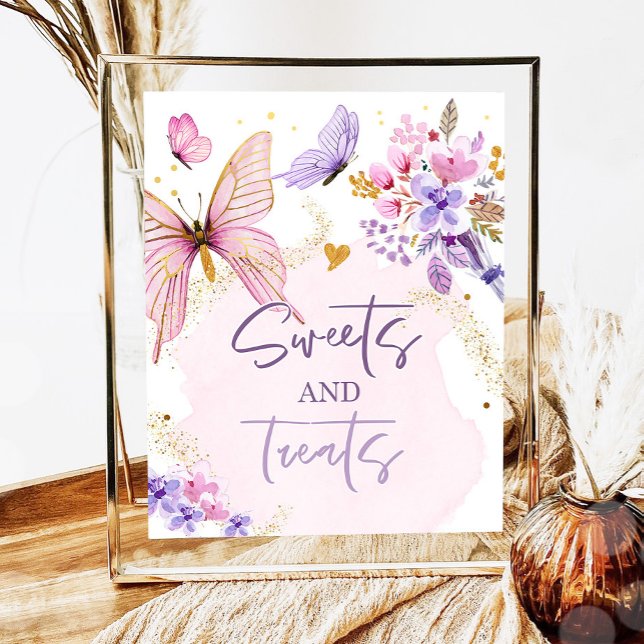 Poster Sweets and Treats Favor Butterfly Floral Garden (Criador carregado)