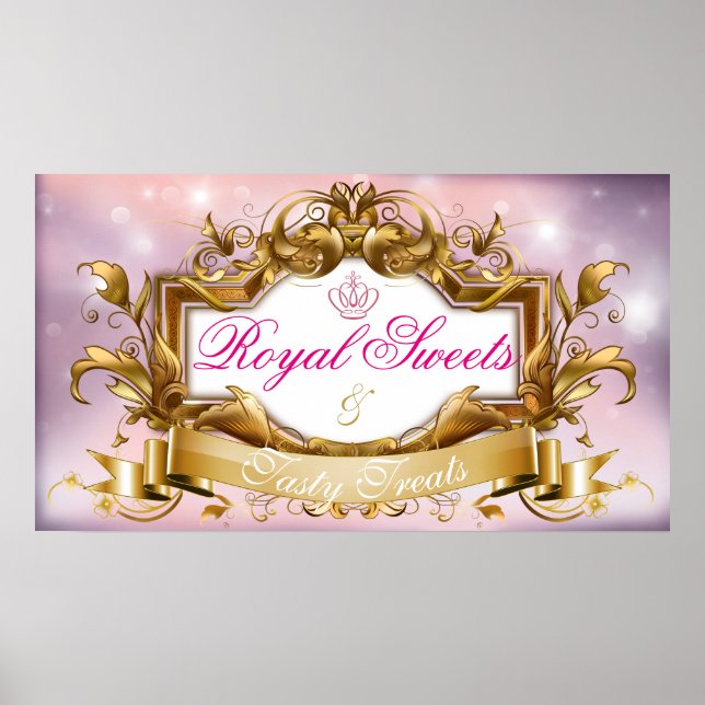 Poster Sweets reais|Elegante rosa e Dourado (Frente)