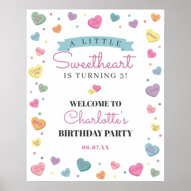 Poster Swetheart Candy Birthday - Sinal de Boas-vindas (Frente)
