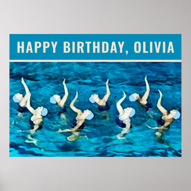 Poster Swimmer Birthday - Festa de Nadação (Frente)
