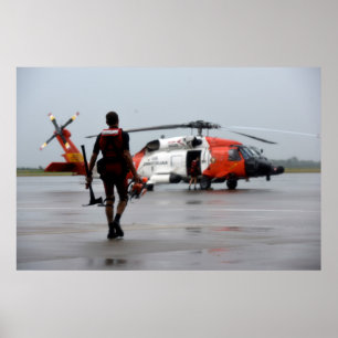 Poster Swimmer de salvamento da Guarda costeira e MH-60 J