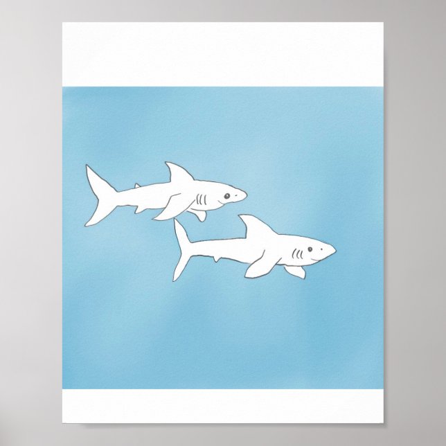 Poster Swimming Sharks (Frente)