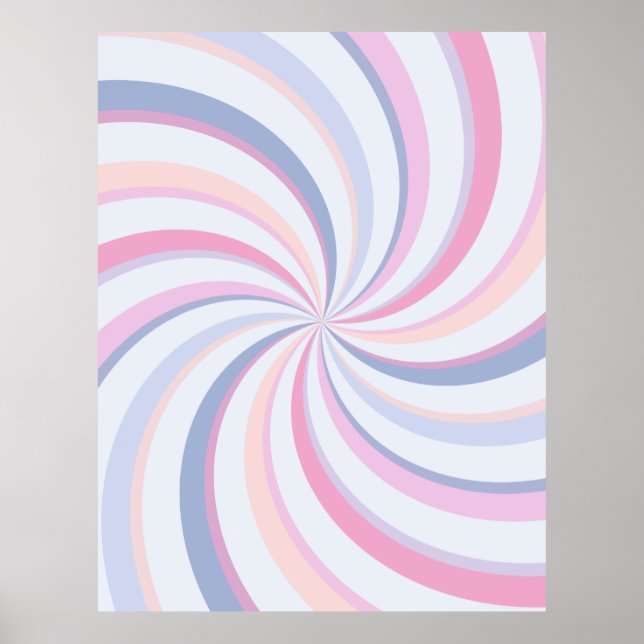 Poster Swirls Pink Blue Peach (Frente)