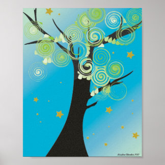 Pôster Swirly Tree Print