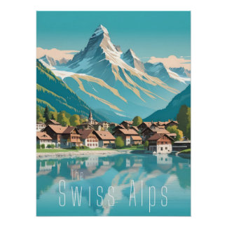 Pôster Switzerland Swiss Alps Matterhorn Travel Poster