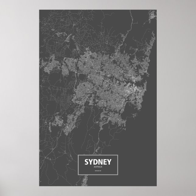 Poster Sydney, Austrália (branco a preto) (Frente)