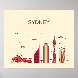 Poster Sydney, Australia Doodle Skyline