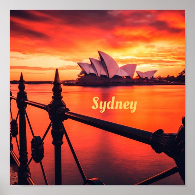 Poster Sydney Austrália Opera House Orange Sky (Frente)