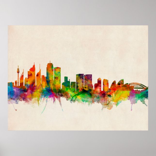 Pôster Sydney Austrália Skyline Cityscape (Frente)