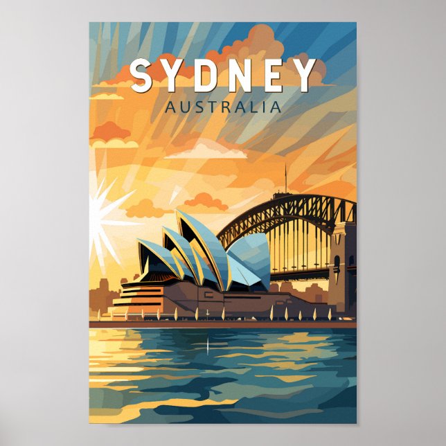 Poster Sydney Austrália Viagem Art Vintage (Frente)