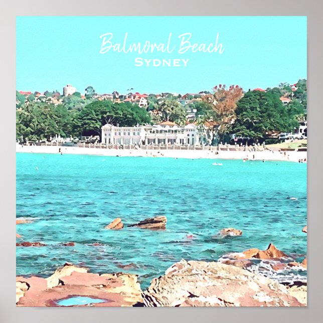 Poster Sydney Balmoral Beach retro Bathers Pavillion (Frente)