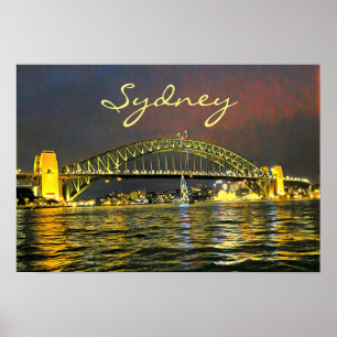 Poster Sydney by night Harbor Bridge viagem