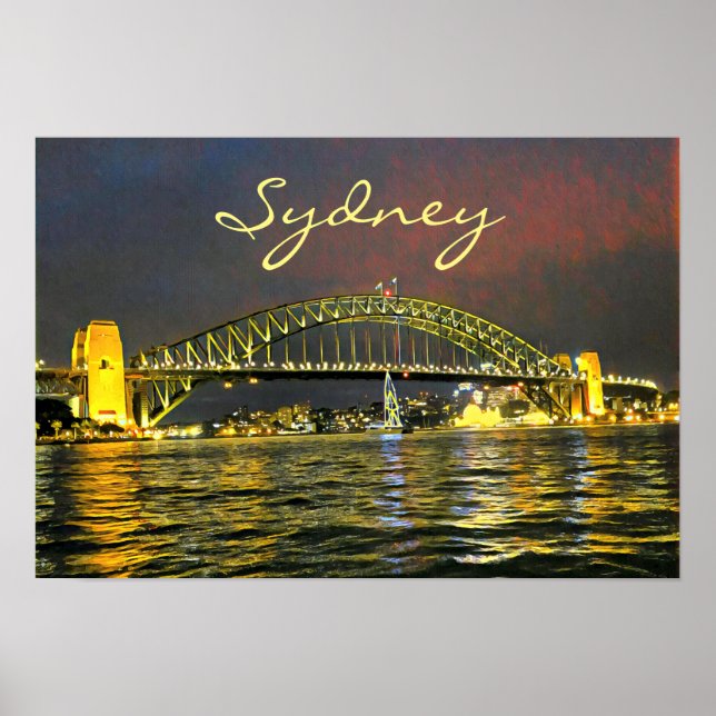 Poster Sydney by night Harbor Bridge viagem (Frente)