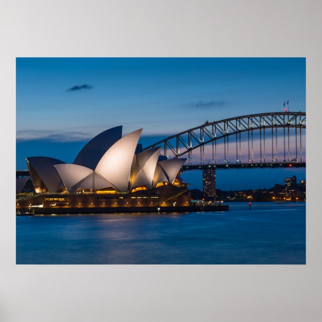 Poster Sydney cityscape à noite, Austrália (Frente)
