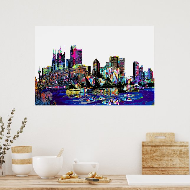 Pôster Sydney em grafite (Cozinha)