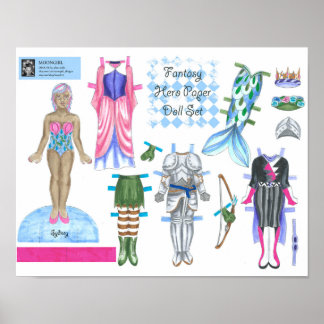 Poster Sydney Fantasy Hero Paper Doll - Toque ou exiba