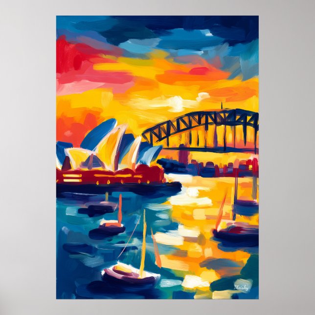 Poster Sydney Fauvist Cityscape – Opera House Harbour (Frente)