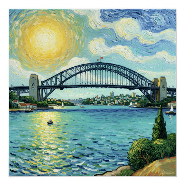 Pôster Sydney Harbor Bridge bathed in sunlight (Frente)
