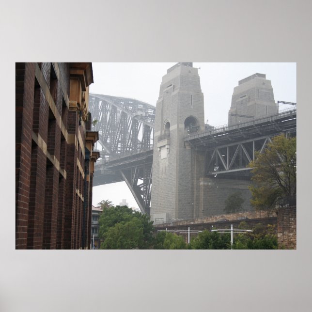 Poster Sydney Harbor Bridge Cinza Mist (Frente)