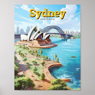 Poster Sydney Opera Austrália - Viagens vintage de Arte